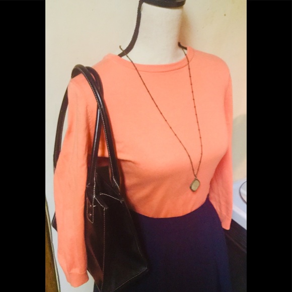 Outfit Set: Salmon Pink Sweater Shirt & Blue Skirt - Picture 4 of 7